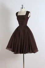 Load image into Gallery viewer, Brown Homecoming Dress 2023 Short Square Neck Sleeveless Chiffon