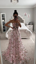 Load image into Gallery viewer, Fairy Prom Dress 2024 Spaghetti Straps Floral Tulle with Slit