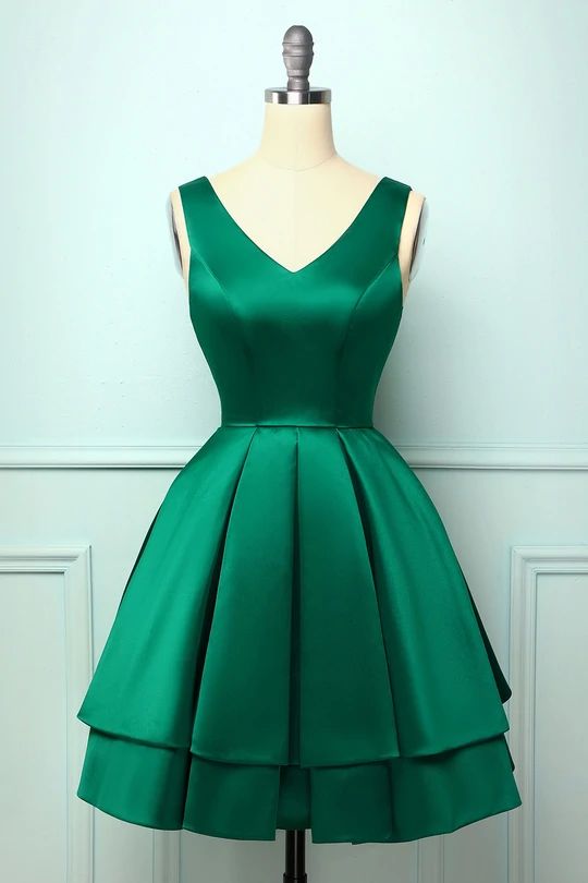 green emerald velvet dress Spaghetti Straps Emerald Green Satin Tight Homecoming Dress – Movousdress main image 0