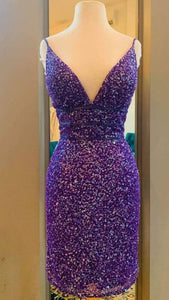 Short Tight Homecoming Dress 2023 Spaghetti Straps Sequin Sparkly