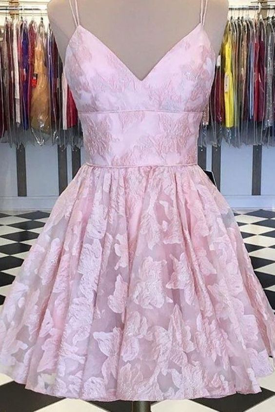Pink Short Homecoming Dress 2023 Princess Spaghetti Straps Tulle