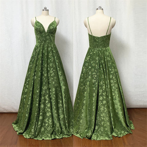 Green Floral Prom Dress 2024
