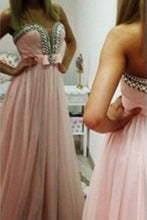 Load image into Gallery viewer, Classic Prom Dress 2024 V Neck Strapless Beaded Chiffon