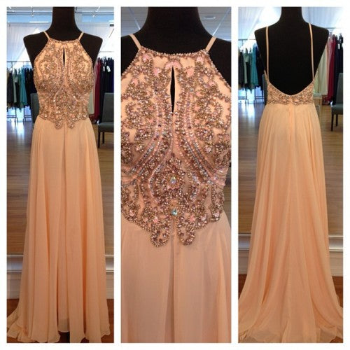 Classic Prom Dress 2024 Spaghetti Straps Beaded Chiffon