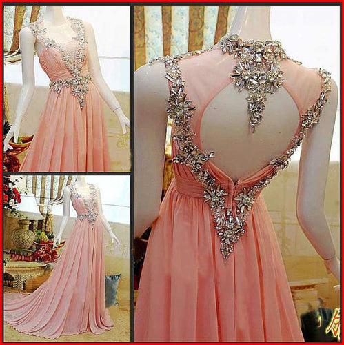 Elegant Prom Dress 2024 Sleeveless Beaded Chiffon