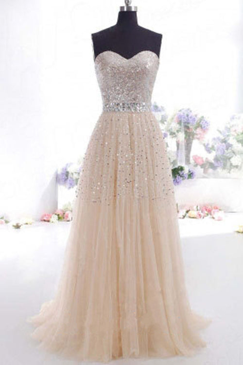 Classic Prom Dress 2024 Sweetheart Sequin Tulle