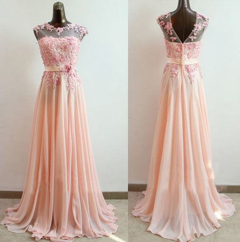 Classic Prom Dress 2024 Illusion Neck Lace Appliques Chiffon