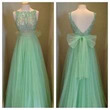 Load image into Gallery viewer, Fairy Prom Dress 2024 Beaded with Bow(s) Tulle V Back