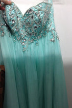 Load image into Gallery viewer, Classic Prom Dress 2024 V Neck Beaded Chiffon Cap Sleeves