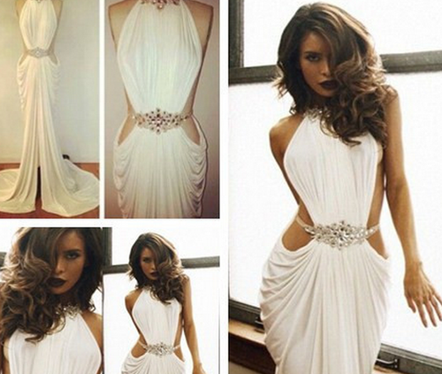 Classic Prom Dress 2024 Halter Neck Sexy Chiffon with Slit