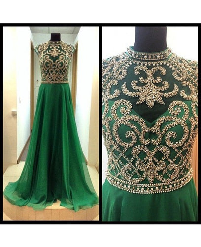 Classic Prom Dress 2024 High Neck Beaded Chiffon