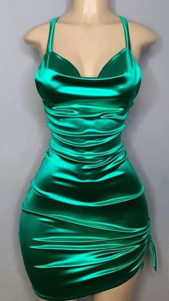Green Homecoming Dress 2023 Short Tight Halter Neck Satin Ruched 10 / Green