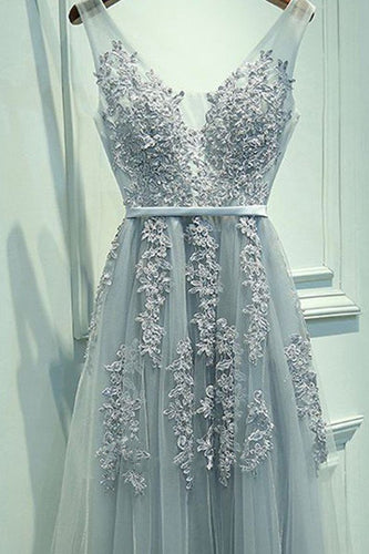 Fairy Prom Dress 2024 V Neck Lace Appliques Tulle