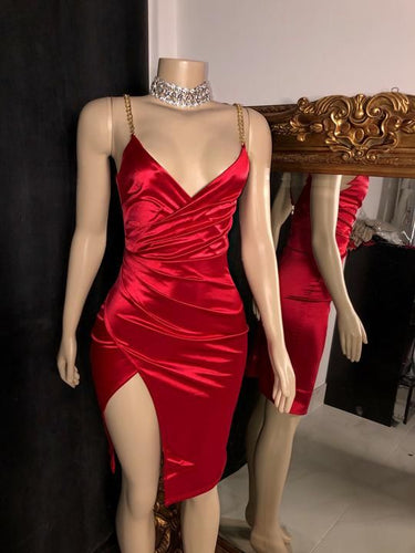 Black Girl Homecoming Dress 2023 Short Spaghetti Straps Satin with Split