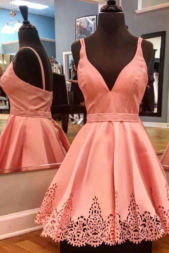 Coral Homecoming Dress 2023 Short Spaghetti Straps Satin 10 / Custom Color Coral Homecoming Dress 2023 Short Spaghetti Straps Satin 10 / Custom Color