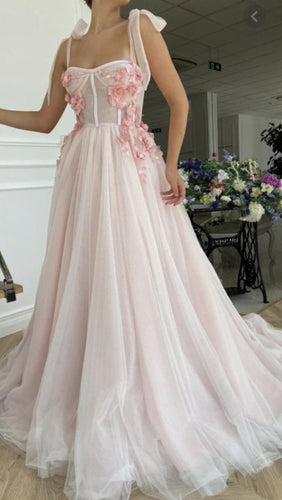 Trendy Prom Dress 2024 Straps Floral Tulle