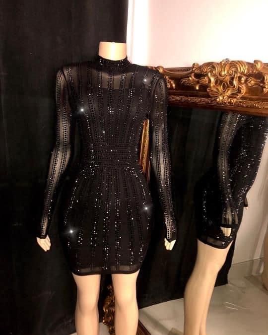 Black Girl Homecoming Dress 2023 Short High Neck Sequin with Long Sleeves Sparkly