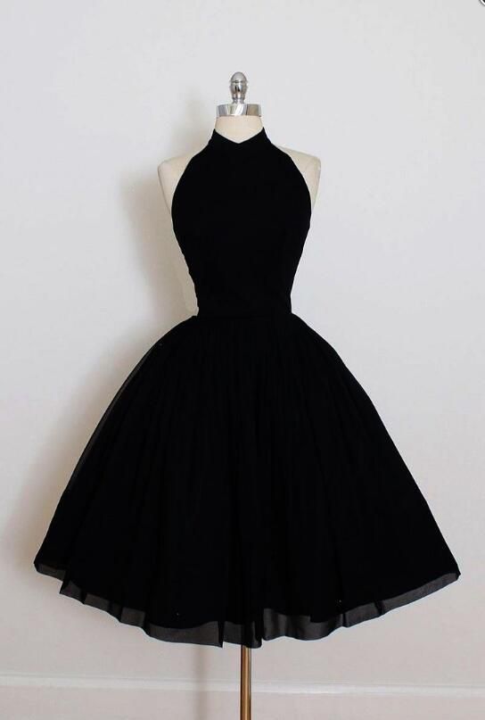 Black Homecoming Dress 2023 Short Halter Neck Elegant Satin Sleeveless