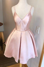 Load image into Gallery viewer, Pink Homecoming Dress 2023 Short Spaghetti Straps Satin with Pleats