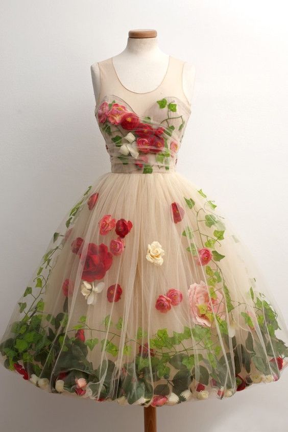 Floral Homecoming Dress 2023 Short Jewel Neck Sleeveless Tulle