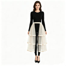 Load image into Gallery viewer, Gothic Tulle Skirt 3 Tiers Ribbon Trim for Halloween Elastic Waist