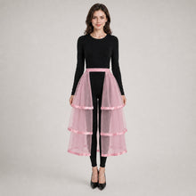 Load image into Gallery viewer, Gothic Tulle Skirt 3 Tiers Ribbon Trim for Halloween Elastic Waist