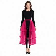 Load image into Gallery viewer, Gothic Tulle Skirt 3 Tiers Ribbon Trim for Halloween Elastic Waist