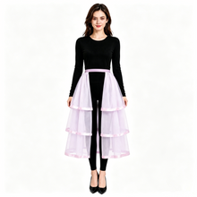 Load image into Gallery viewer, Gothic Tulle Skirt 3 Tiers Ribbon Trim for Halloween Elastic Waist
