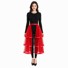 Load image into Gallery viewer, Gothic Tulle Skirt 3 Tiers Ribbon Trim for Halloween Elastic Waist