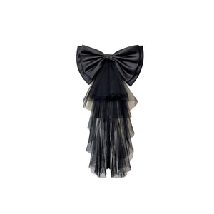 Satin Bow Tulle Train for Wedding Dress Detachable White/Black/Pink