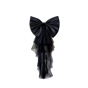 Satin Bow Tulle Train for Wedding Dress Detachable White/Black/Pink