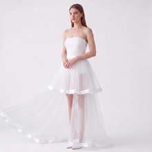 Load image into Gallery viewer, Tulle High‑Low Skirt Overlay for Wedding Halloween Elastic Waist