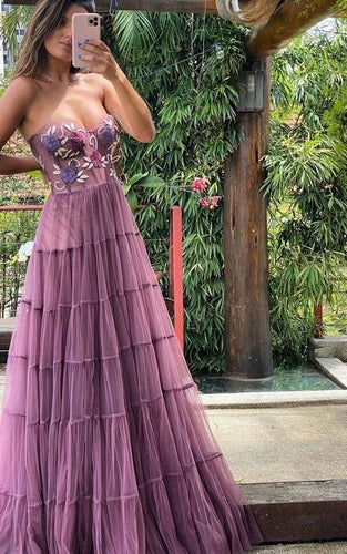 Unique Prom Dress 2024 Long Strapless Tulle with Pleats