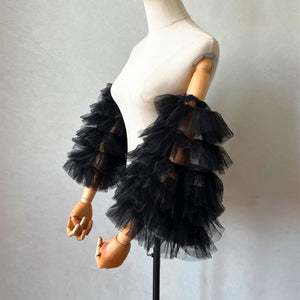 Detachable Sleeves for Women Tulle Tiered Short