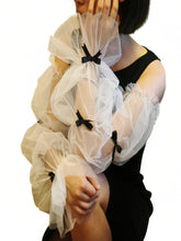Load image into Gallery viewer, Detachable Sleeves for Wedding Dress Tulle with Bow(s)