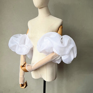 Bridal Sleeves For Wedding Dress Detachable Organza Tulle