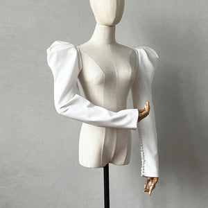 Wedding Sleeves for Bride  Attachable Satin with Buttons