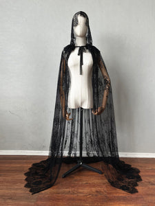 Halloween Cloak with Hood Unisex Adult Lace Cape Costums