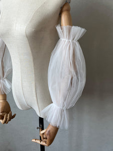 Wedding Sleeves for Bride Detachable Tulle White