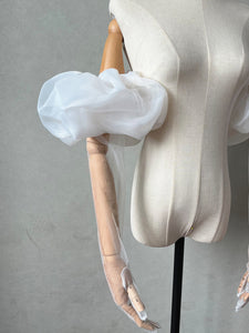 Wedding Sleeves for Bride Detachable Organza with Gloves