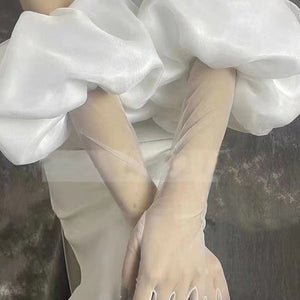 Wedding Sleeves for Bride Detachable Organza with Gloves