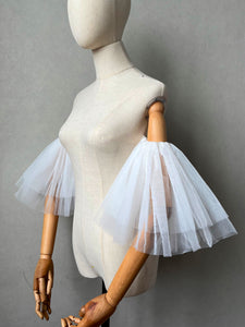 Bridal Sleeves Detachable Tulle with Pearls