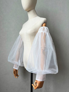 Bridal Sleeves Detachable for Wedding Dress Tulle Finished Edge