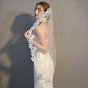 Lace Veils 1 Tier for Brides Short White/Ivory