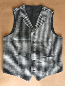 Men's Vest Made to Order Houndstooth Wool Blend Tailored Collar 2 Pockets 5 Buttons
