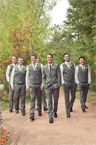 Grey Satin Groomsmen Vest Made to Order Wedding Men's Waistcoat V-neck