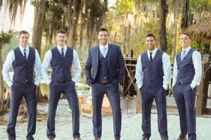 Men's Suit Vest Pants V Neck Satin For Groomsmen Formal Wedding Party