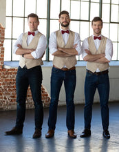 Load image into Gallery viewer, Champagne Satin Groomsmen Vest Made to Order Wedding Men&#39;s Waistcoat V-neck 2 Pockets 3 Buttons