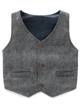 Load image into Gallery viewer, Charcoal Grey Boy&#39;s Vest Made to Order Wedding Ring Bearer Waistcoat 3 Pockets 3 Buttons