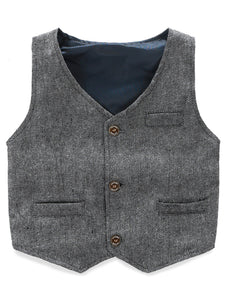 Charcoal Grey Boy's Vest Made to Order Wedding Ring Bearer Waistcoat 3 Pockets 3 Buttons